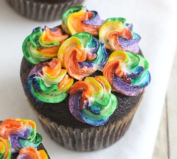 Rainbow buttercream swirls