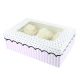 6 Or 12 Hole Patterned Cupcake Box - Spots And Stripes