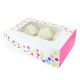 6 Or 12 Hole Patterned Cupcake Box - Pink Confetti