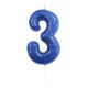 Glitter Number 3 Candle - Blue