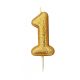 Glitter Number 1 Candle - Gold