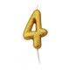 Glitter Number 4 Candle - Gold