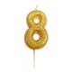 Glitter Number 8 Candle - Gold