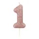 Glitter Number 1 Candle - Rose Gold