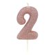 Glitter Number 2 Candle - Rose Gold