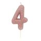 Glitter Number 4 Candle - Rose Gold