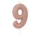 Glitter Number 9 Candle - Rose Gold