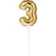 Self-Inflating Mini Balloon Cake Topper - Gold (3