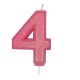 Pink Sparkle Numeral Candle - Number 4 - 70mm - Pack of 6