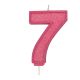 Pink Sparkle Numeral Candle - Number 7 - 70mm - Pack of 6