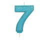 Blue Sparkle Numeral Candle - Number 7 - 70mm - Pack of 6