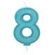 Blue Sparkle Numeral Candle - Number 8 - 70mm