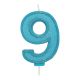 Blue Sparkle Numeral Candle - Number 9 - 70mm