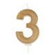 Gold Sparkle Numeral Candle - Number 3 - 70mm - Pack 6