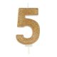 Gold Sparkle Numeral Candle - Number 5- 70mm - Pack 6