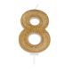 Gold Sparkle Numeral Candle - Number 8 - 70mm - Pack 6