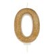 Gold Sparkle Numeral Candle - Number 0 - 70mm - Pack 6