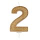 Gold Sparkle Numeral Candle - Number 2 - 70mm - Pack 6