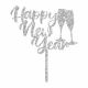 Make A Wish Silver Glitter Acrylic - Happy New Year Cupcake Topper